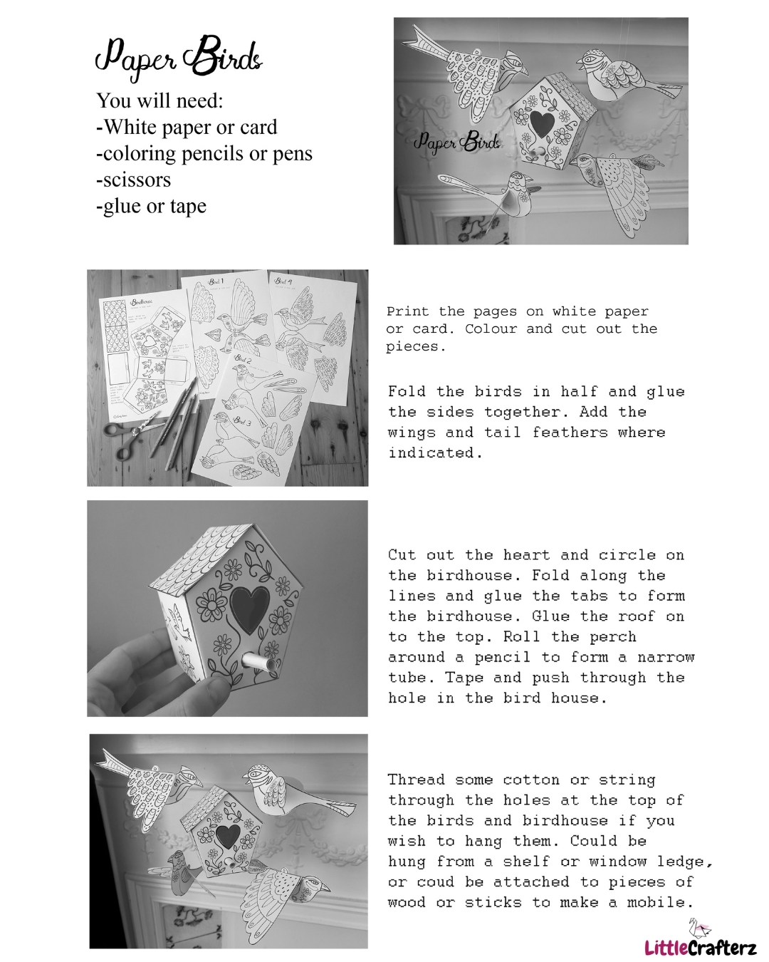 Birds Paper Crafts - Instant Download!